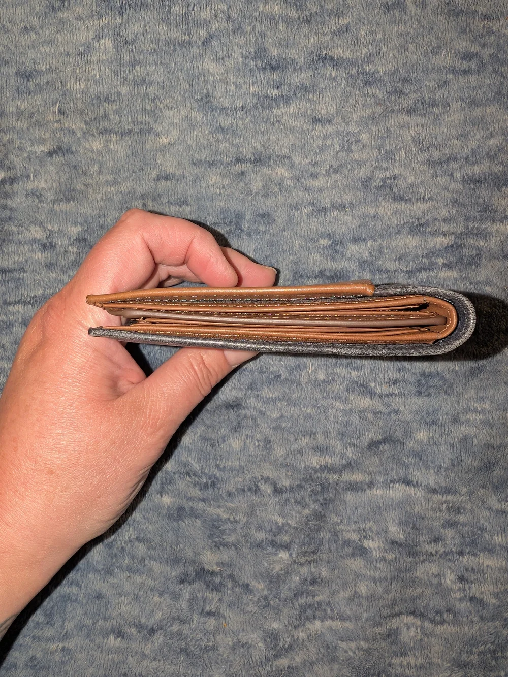 Fossil Two-Tone Tan and Black Leather Bifold Wallet